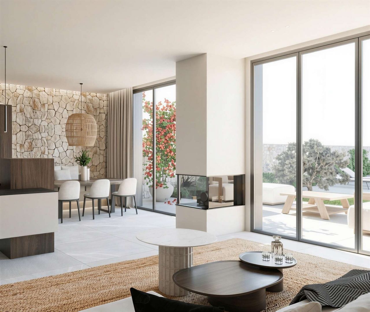 Refined Living Area with Fireplace