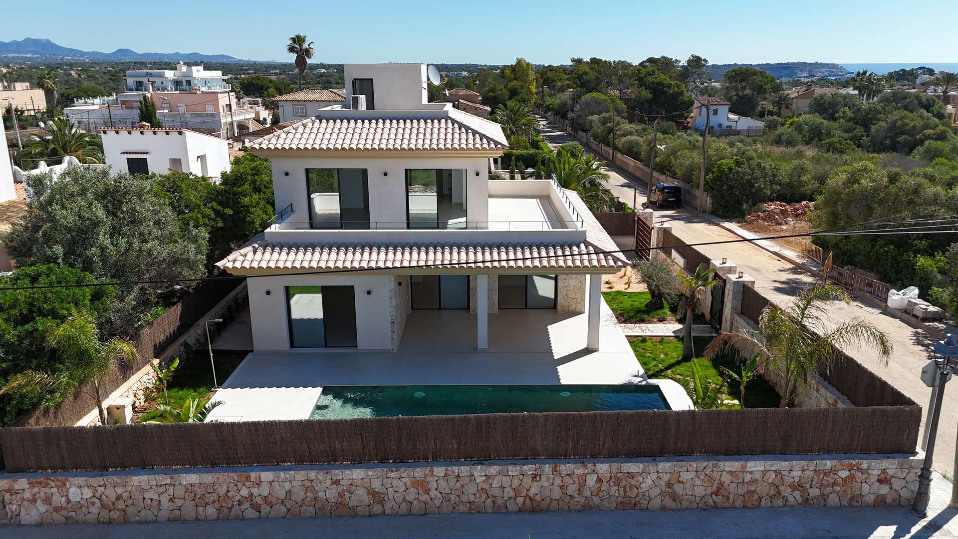 Exterior view of the newly built villa