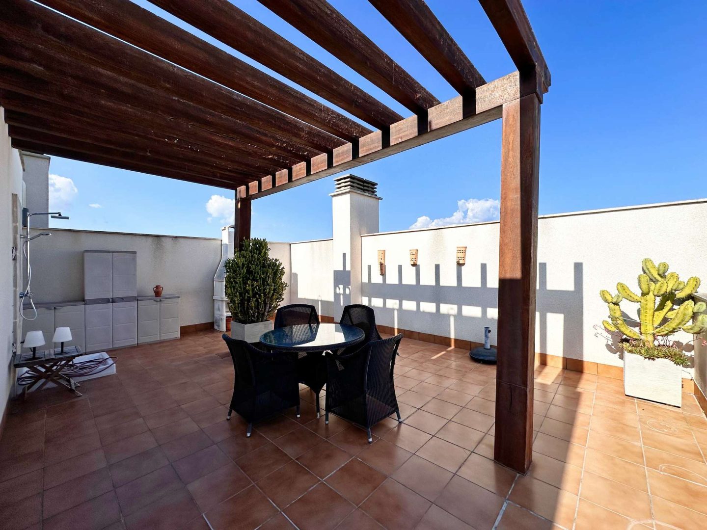 A private rooftop terrace with sea views