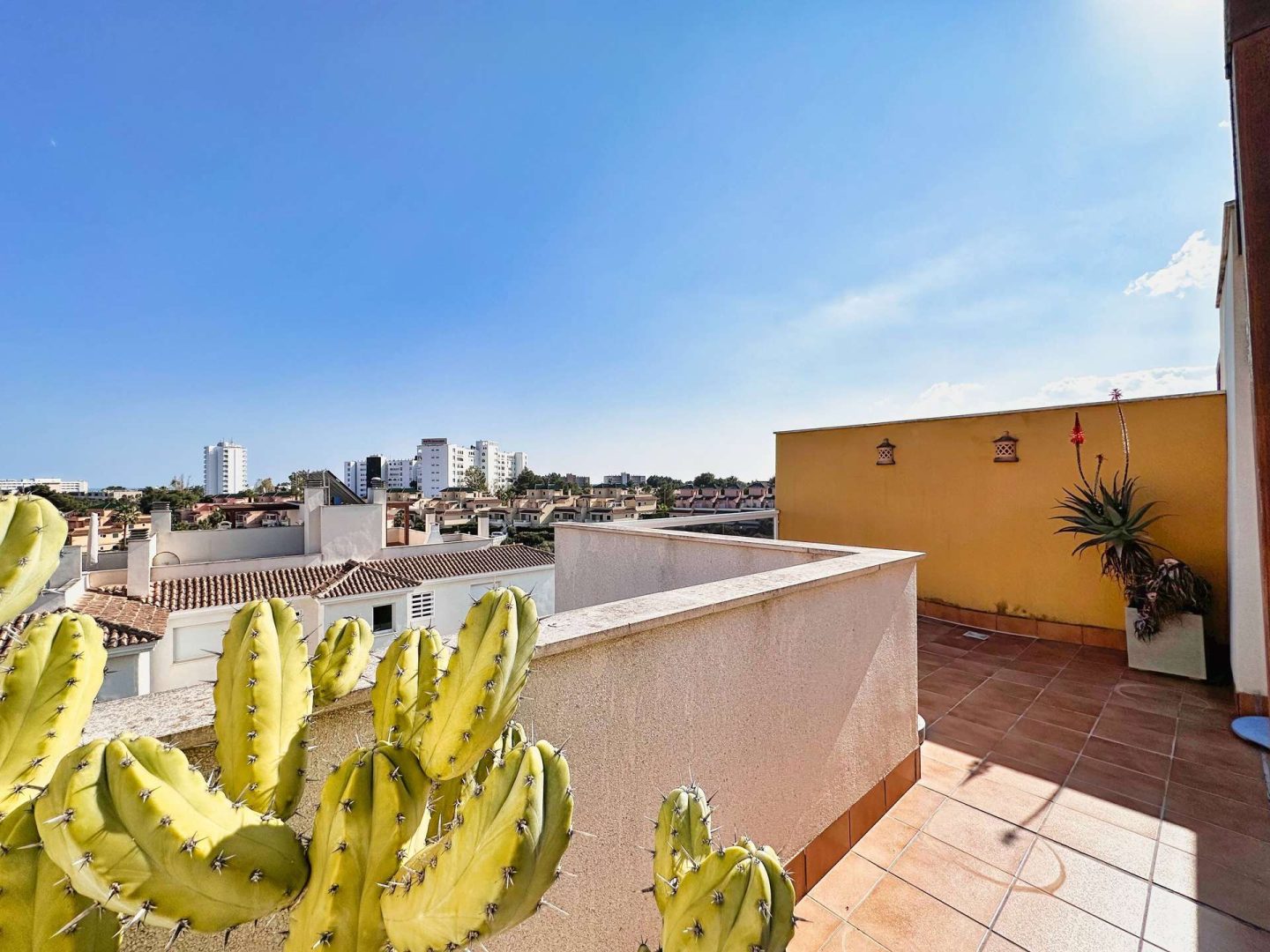 A private rooftop terrace with sea views